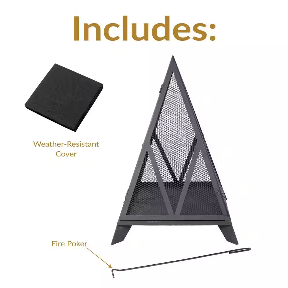 Majestic Pyramid Steel Mesh Wood Burning Fire Bowl Pit