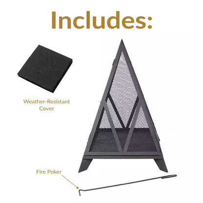 Majestic Pyramid Steel Mesh Wood Burning Fire Bowl Pit