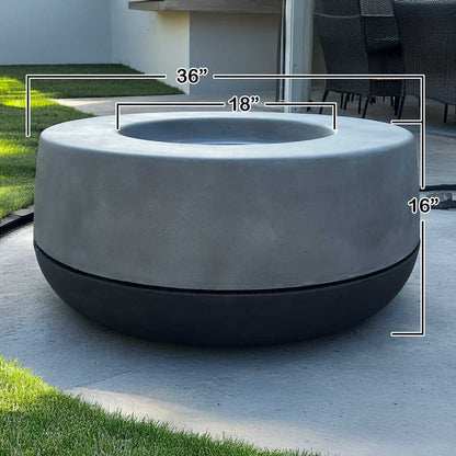 Tumbler - 36" Concrete Firepit (Natural Gas and Propane Fire Pit)