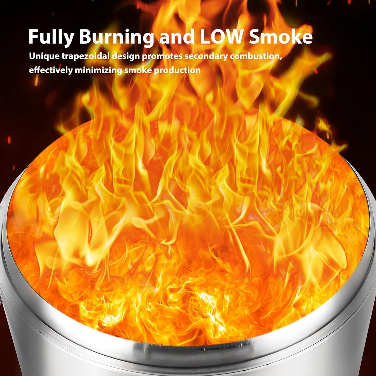 27 Inch Smokeless Fire Pit Stove Bonfire, Wood Burning Fireplaces, Stainless Steel Portable Outdoor Firepit, for Outdoor Patio Camping