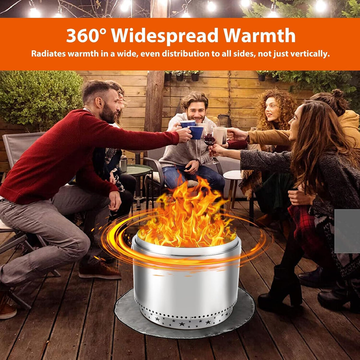 27 Inch Smokeless Fire Pit Stove Bonfire, Wood Burning Fireplaces, Stainless Steel Portable Outdoor Firepit, for Outdoor Patio Camping
