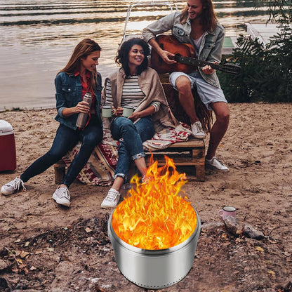 27 Inch Smokeless Fire Pit Stove Bonfire, Wood Burning Fireplaces, Stainless Steel Portable Outdoor Firepit, for Outdoor Patio Camping