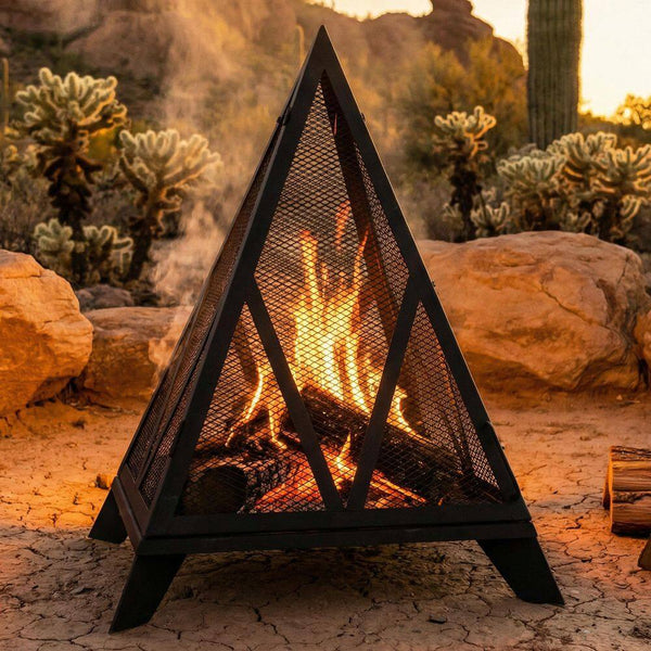Majestic Pyramid Steel Mesh Wood Burning Fire Bowl Pit