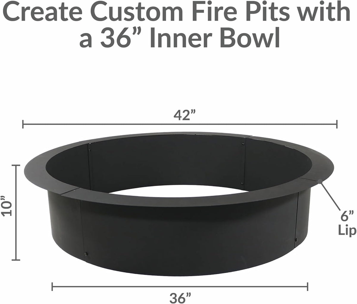 Sunnydaze Heavy Duty Steel Fire Pit Ring Insert, 42" Outer / 36" Inner Dia