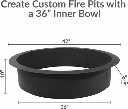 Sunnydaze Heavy Duty Steel Fire Pit Ring Insert, 42" Outer / 36" Inner Dia
