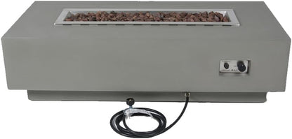 Granville Fire Table Outdoor Fire Pit 60" X 27" Cast Concrete Firepit Includes Lava Rocks 45,000 Btus Outdoor Fireplace for Patio Furniture Set, Deck, Porch, Outdoor Heater - Natural Gas