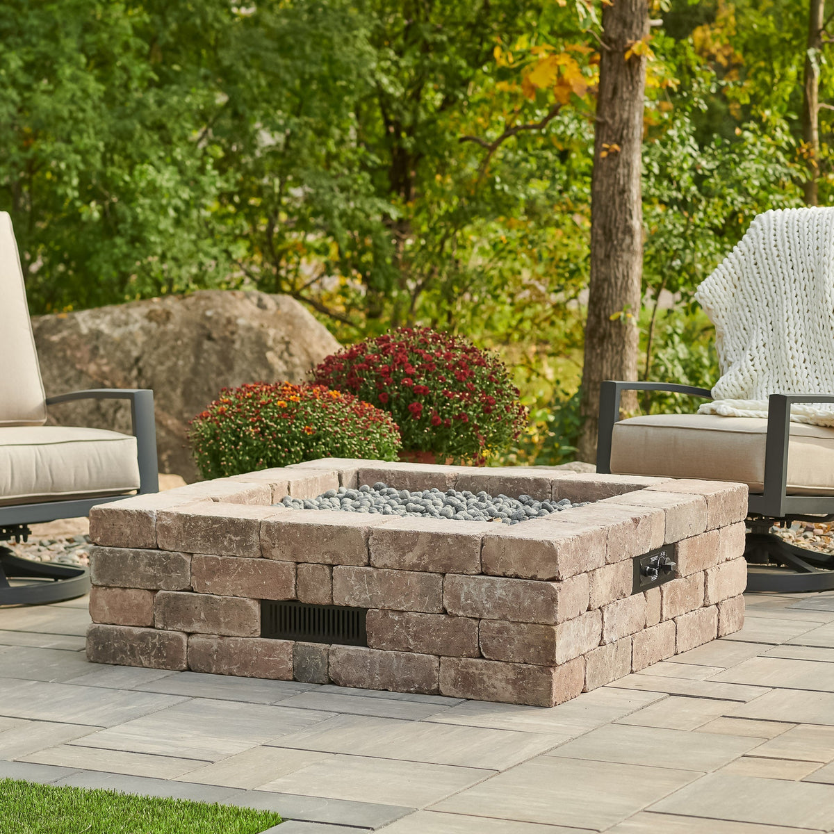 Bronson Block Square Gas Fire Pit Kit