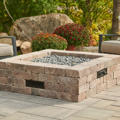 Bronson Block Square Gas Fire Pit Kit