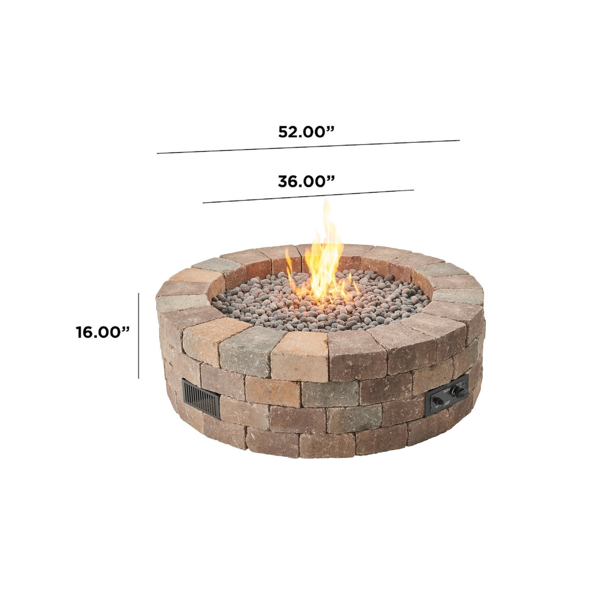 Bronson Block Round Gas Fire Pit Kit