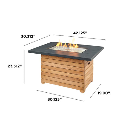 Darien 42-Inch Rectangular Gas Fire Pit Table