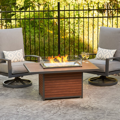 Kenwood and Brooks Rectangular Chat Height Gas Fire Pit Table