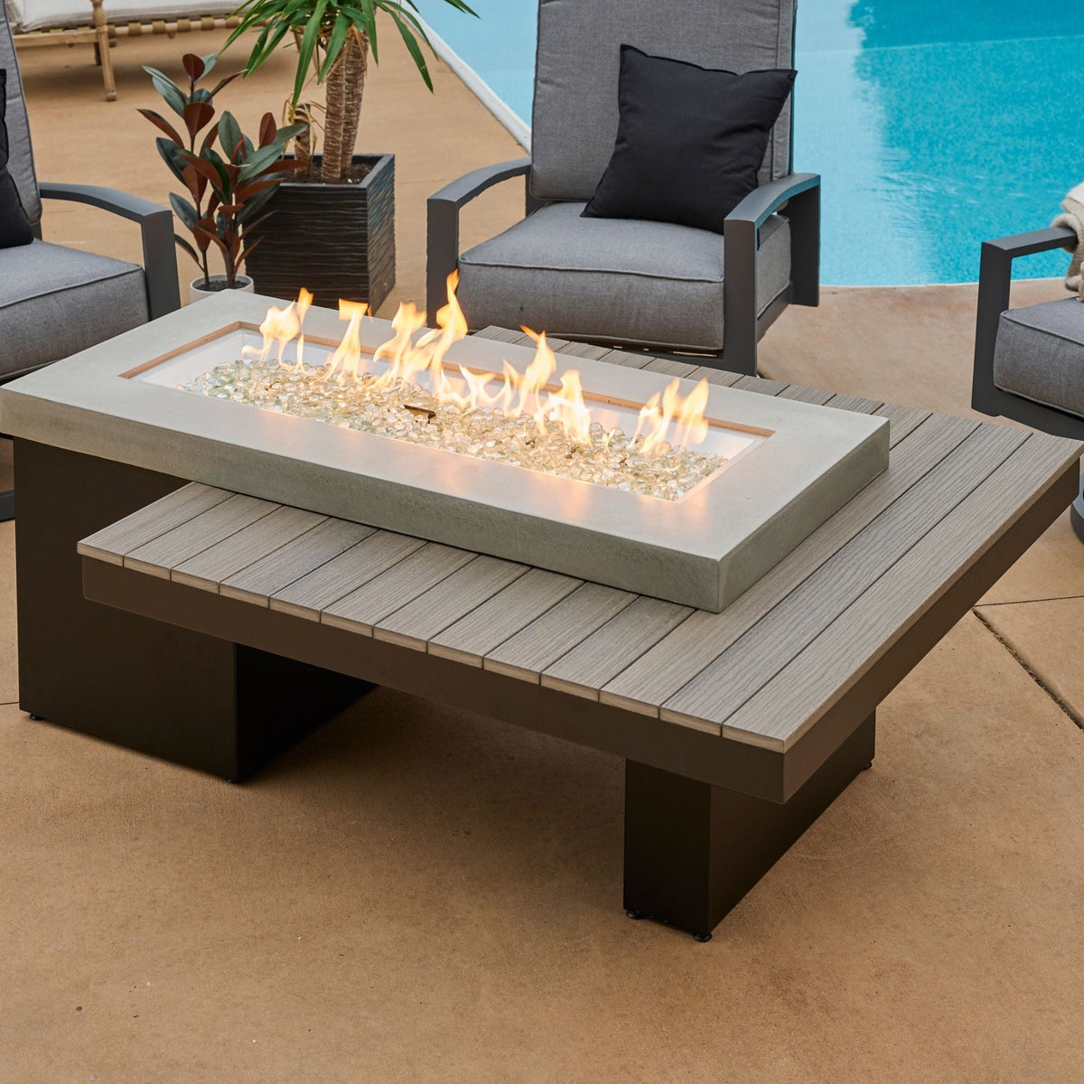 Uptown Linear Gas Fire Pit Table