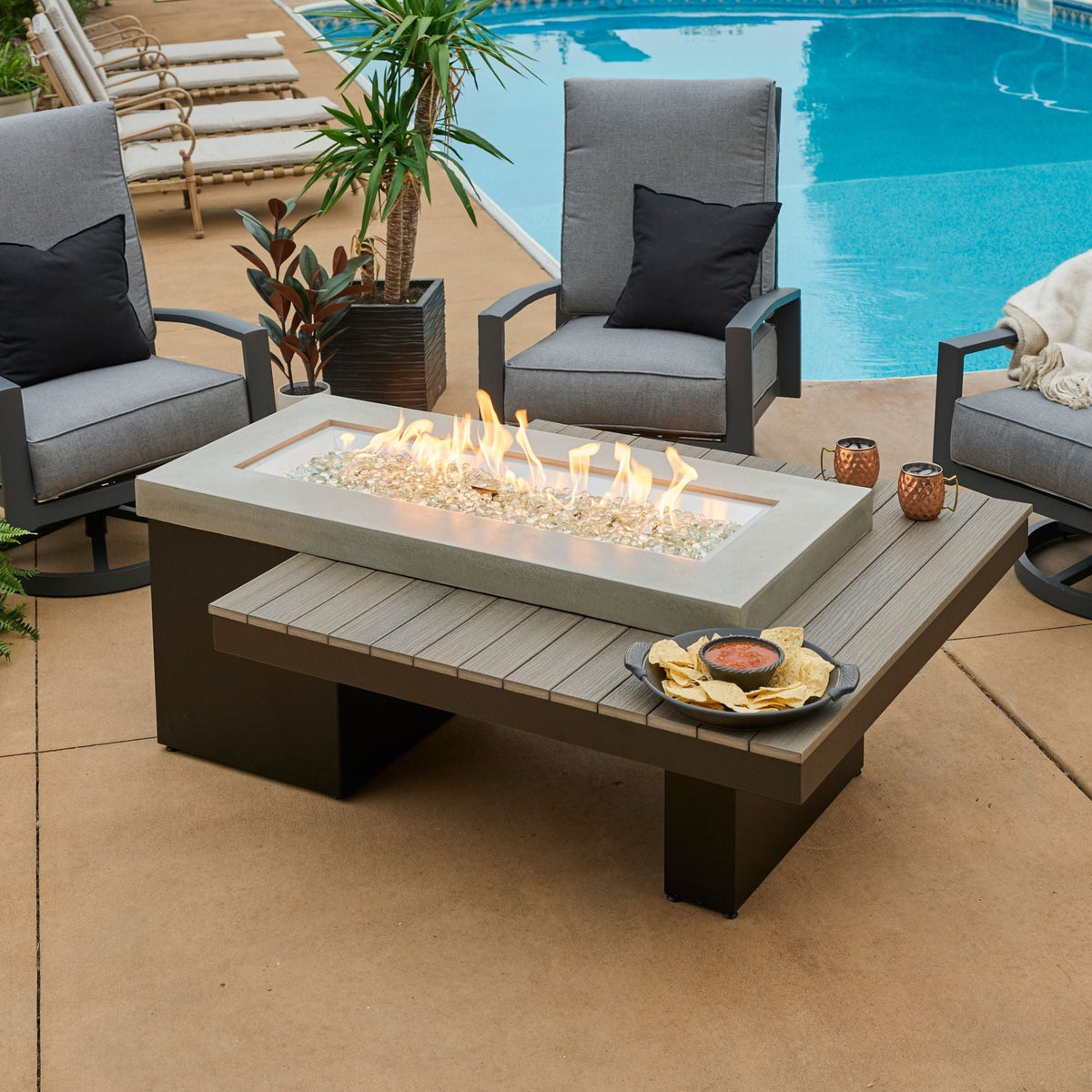 Uptown Linear Gas Fire Pit Table