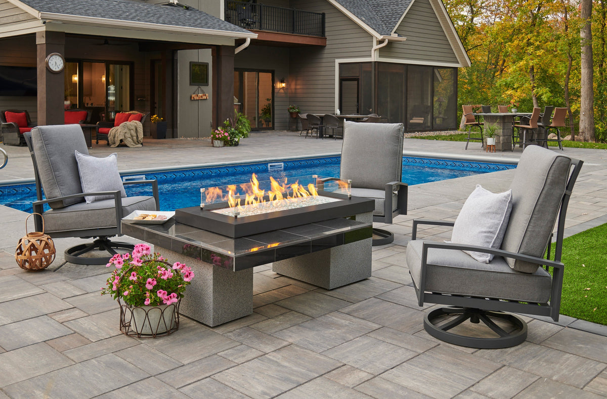 Uptown Black Linear Gas Fire Pit Table