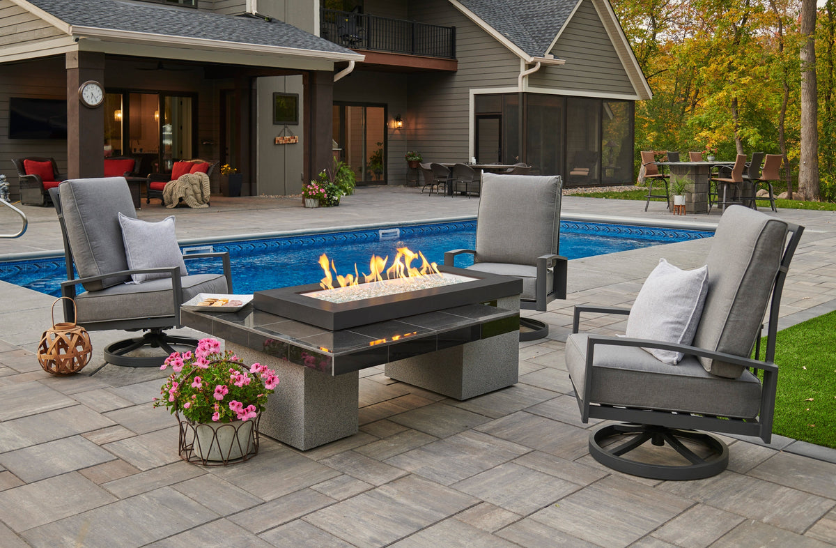 Uptown Black Linear Gas Fire Pit Table