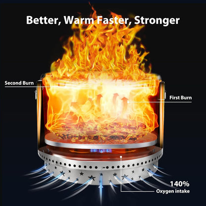 27 Inch Smokeless Fire Pit Stove Bonfire, Wood Burning Fireplaces, Stainless Steel Portable Outdoor Firepit, for Outdoor Patio Camping