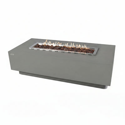 Granville Fire Table Outdoor Fire Pit 60" X 27" Cast Concrete Firepit Includes Lava Rocks 45,000 Btus Outdoor Fireplace for Patio Furniture Set, Deck, Porch, Outdoor Heater - Natural Gas