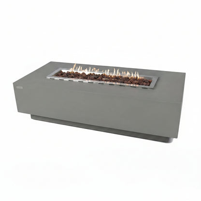 Granville Fire Table Outdoor Fire Pit 60" X 27" Cast Concrete Firepit Includes Lava Rocks 45,000 Btus Outdoor Fireplace for Patio Furniture Set, Deck, Porch, Outdoor Heater - Natural Gas