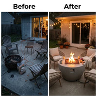 Round Propane Fire Pit Table Built for Outdoor Dining, Electronic Ignition, Concrete Construction, 50,000 BTU — product view 4